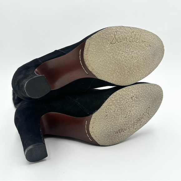 Sam Edelman Serephina Black Suede Leather Tall Heeled Boots - Picture 6 of 8